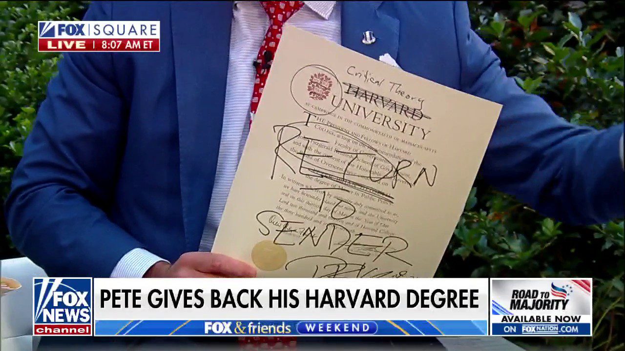 pete-hegseth-vows-to-send-back-harvard-university-degree,-writes-'return-to-sender'-on-diploma