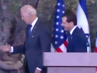 watch:-confused-joe-once-again-tries-to-shake-hands-with-nobody-in-israel